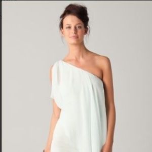 Women's White Draped One Shoulder Dress Swarovski